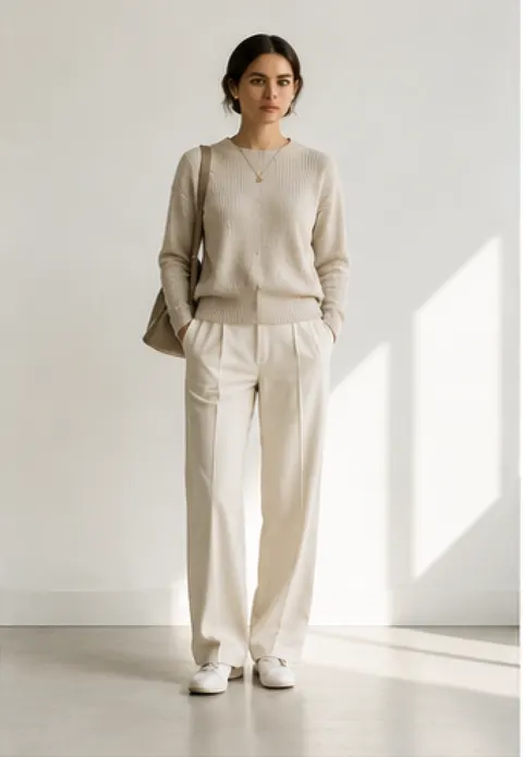 Look minimalista en tonos crudos